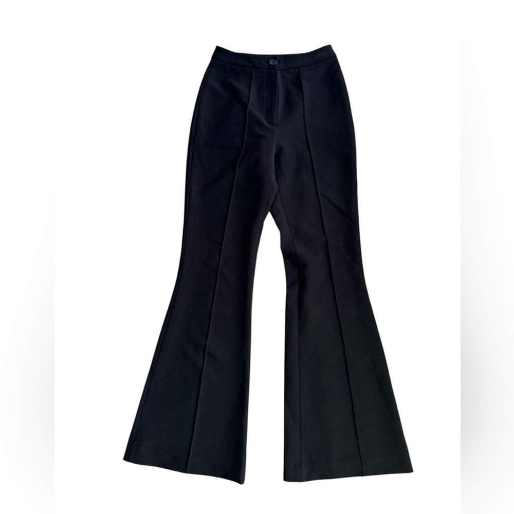 Low Classic Women's Flare Pants High Rise Slightly Stretchy in Black Size S